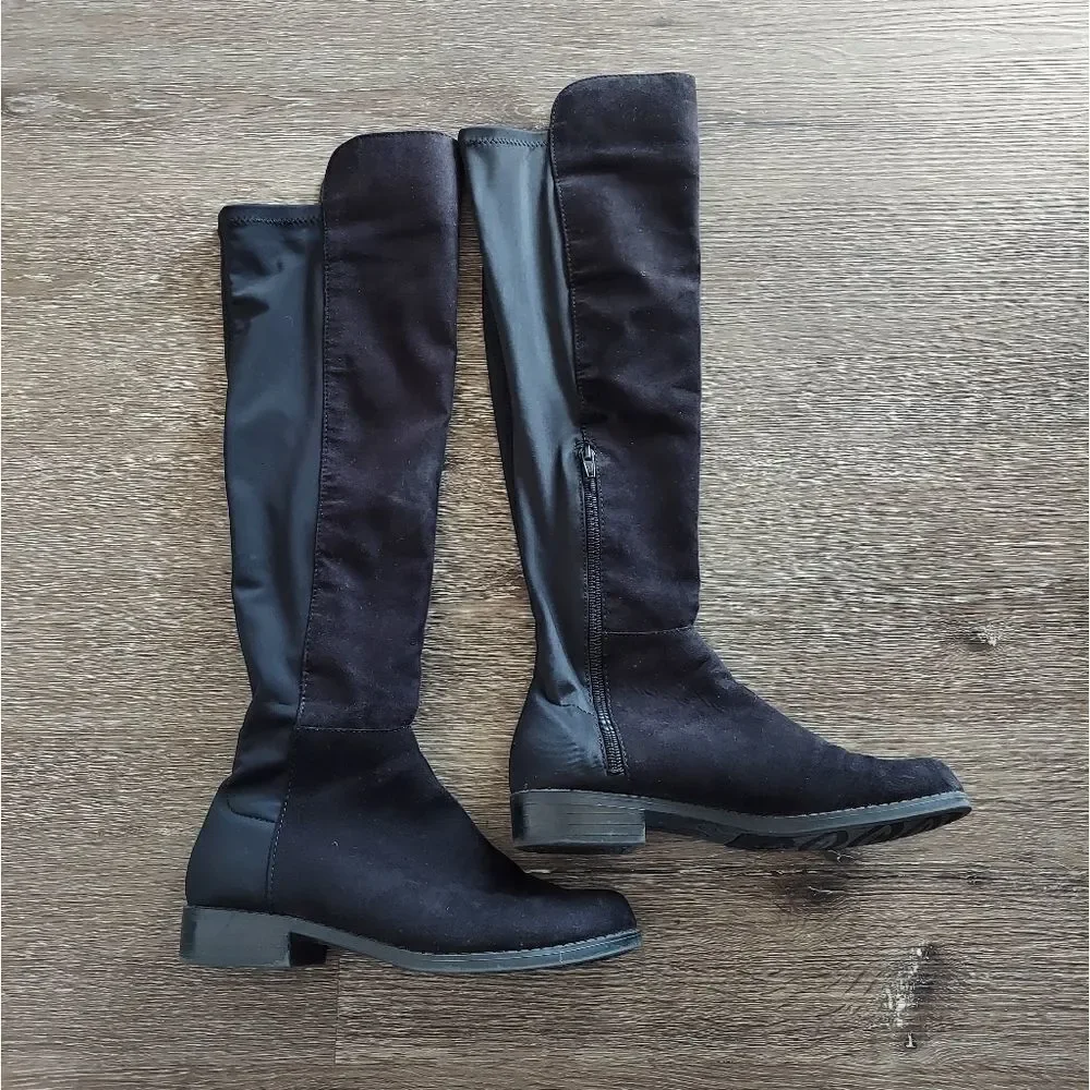 Jaclyn Smith Black Over the Knee Boots Suede 6.5